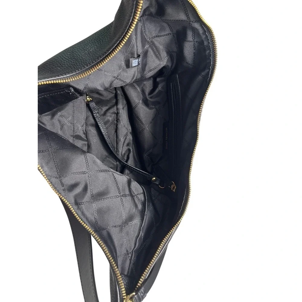 Michael‎ Kors Black Pebbled Leather Hobo Shoulder Bag Gold Hardware